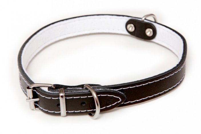 Leather collar lined with felt, STELLA 10mm x 26cm
