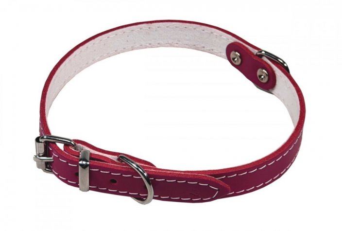 Leather collar lined with felt, STELLA 14mm x 35cm