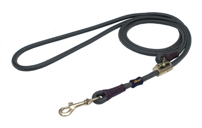 Leash rope and leather, bronze. carbine 10mm x 150-270cm