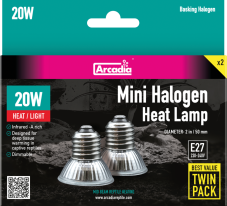 Arcadia Halogen Mini Basking spot 20W Twin Pack