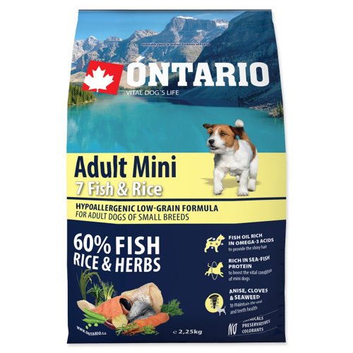 ONTARIO Dog Adult Mini Fish & Rice 2,25kg