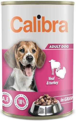 Calibra Dog konz.telecí+krůtí v omáčce 1240 g