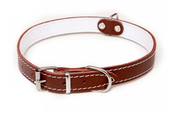 Leather collar lined with felt, STELLA 12mm x 30cm
